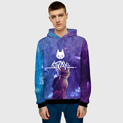 Толстовка-худи мужская Stray - kot - neon, цвет: 3D-черный — фото 2