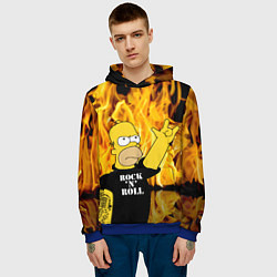 Толстовка-худи мужская Homer Simpson - Rock n Roll!, цвет: 3D-синий — фото 2