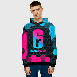 Толстовка-худи мужская Rainbow Six - neon gradient, цвет: 3D-черный — фото 2