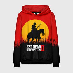 Толстовка-худи мужская Red Dead Redemption 2 - закат, цвет: 3D-черный