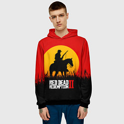 Толстовка-худи мужская Red Dead Redemption 2 - закат, цвет: 3D-черный — фото 2