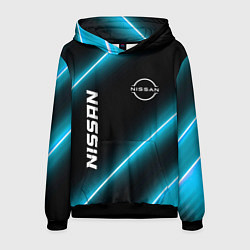 Толстовка-худи мужская Nissan неоновые лампы, цвет: 3D-черный