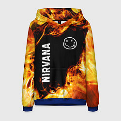 Толстовка-худи мужская Nirvana и пылающий огонь, цвет: 3D-синий