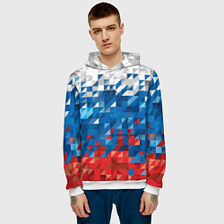 Толстовка-худи мужская Полигональный флаг России!, цвет: 3D-белый — фото 2