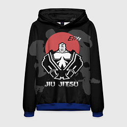 Толстовка-худи мужская Jiu-Jitsu red sun logo, цвет: 3D-синий