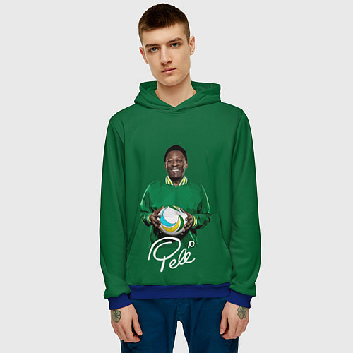Мужская толстовка Пеле PELE легенда футбола / 3D-Синий – фото 3