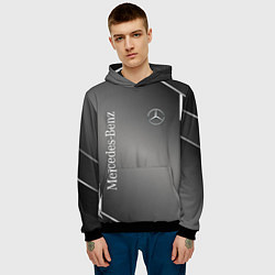 Толстовка-худи мужская Mercedes абстракция карбон, цвет: 3D-черный — фото 2