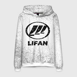 Толстовка-худи мужская Lifan с потертостями на светлом фоне, цвет: 3D-белый