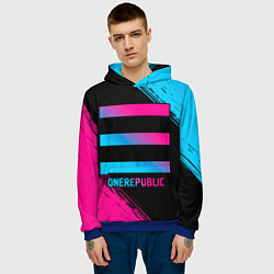 Толстовка-худи мужская OneRepublic - neon gradient, цвет: 3D-синий — фото 2