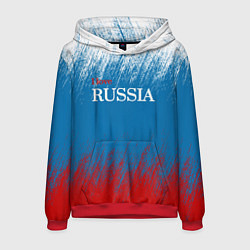 Толстовка-худи мужская Российский триколор - Я люблю Россию, цвет: 3D-красный