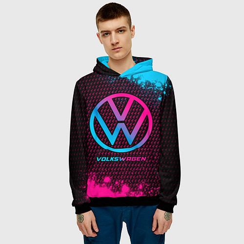 Мужская толстовка Volkswagen - neon gradient / 3D-Черный – фото 3