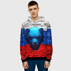 Толстовка-худи мужская Русский медведь арт, цвет: 3D-черный — фото 2