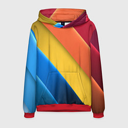Толстовка-худи мужская Радужные полоски, цвет: 3D-красный