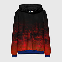 Толстовка-худи мужская Черный однотонный и гранжевый красный, цвет: 3D-синий