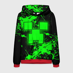 Толстовка-худи мужская Minecraft neon green, цвет: 3D-красный