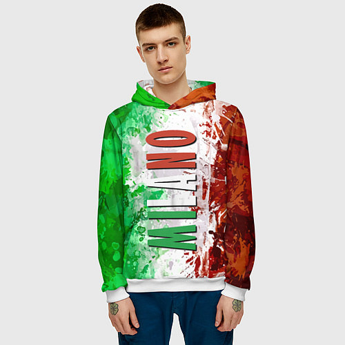 Мужская толстовка Флаг Италии - кляксы / 3D-Белый – фото 3