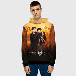 Толстовка-худи мужская Сумерки сага бежевый и черный фон, цвет: 3D-черный — фото 2