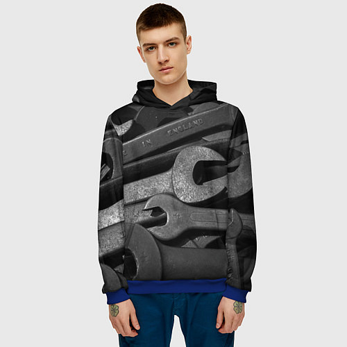 Мужская толстовка Композиция из гаечных ключей / 3D-Синий – фото 3