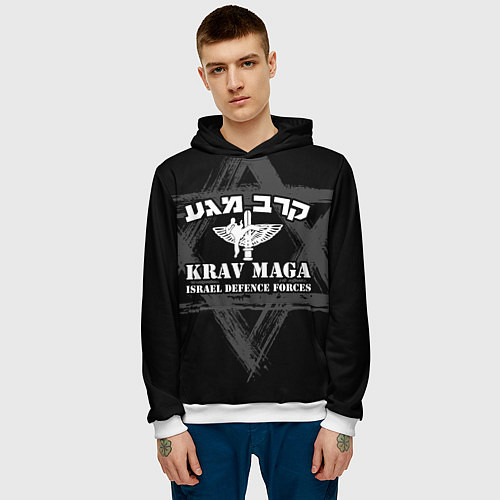 Мужская толстовка Krav-maga emblem / 3D-Белый – фото 3