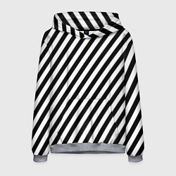Толстовка-худи мужская Черно-белые полоски, цвет: 3D-меланж