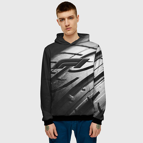 Мужская толстовка Formula 1 - dark theme / 3D-Черный – фото 3