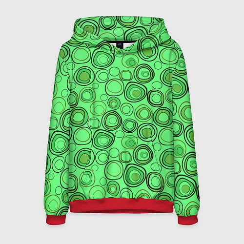 Мужская толстовка Ярко-зеленый неоновый абстрактный узор / 3D-Красный – фото 1