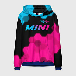Толстовка-худи мужская Mini - neon gradient: символ сверху, цвет: 3D-синий