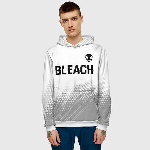 Мужская толстовка Bleach glitch на светлом фоне: символ сверху / 3D-Белый – фото 3