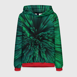 Толстовка-худи мужская Объёмные острые зелёные фигуры, цвет: 3D-красный