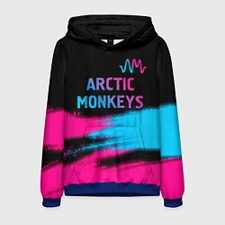Толстовка-худи мужская Arctic Monkeys - neon gradient: символ сверху, цвет: 3D-синий