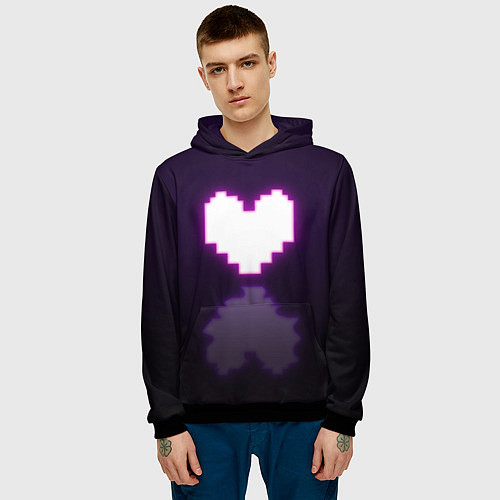 Мужская толстовка Undertale heart neon / 3D-Черный – фото 3