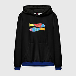 Толстовка-худи мужская Цветные рыбки знака зодиака, цвет: 3D-синий