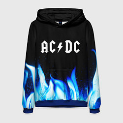 Толстовка-худи мужская AC DC blue fire, цвет: 3D-синий