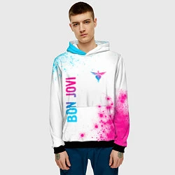 Толстовка-худи мужская Bon Jovi neon gradient style: надпись, символ, цвет: 3D-черный — фото 2