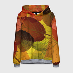 Толстовка-худи мужская Осенние крупные листья, цвет: 3D-меланж