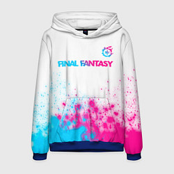 Толстовка-худи мужская Final Fantasy neon gradient style: символ сверху, цвет: 3D-синий