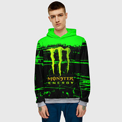 Толстовка-худи мужская Monster energy green neon, цвет: 3D-меланж — фото 2