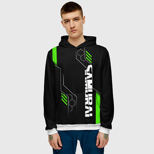 Мужская толстовка Samurai - Зеленые технологии / 3D-Белый – фото 3