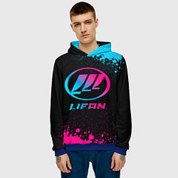 Толстовка-худи мужская Lifan - neon gradient, цвет: 3D-синий — фото 2