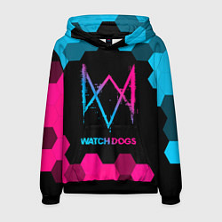 Толстовка-худи мужская Watch Dogs - neon gradient, цвет: 3D-черный