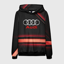 Толстовка-худи мужская Audi абстракция карбон, цвет: 3D-черный