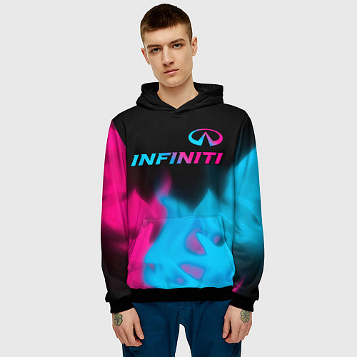 Мужская толстовка Infiniti - neon gradient: символ сверху / 3D-Черный – фото 3