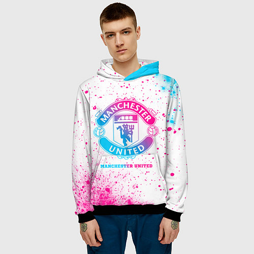 Мужская толстовка Manchester United neon gradient style / 3D-Черный – фото 3