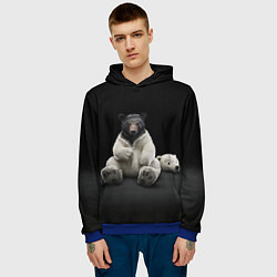 Толстовка-худи мужская Медведь в костюме ростовой куклы, цвет: 3D-синий — фото 2
