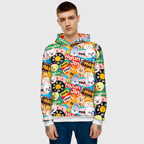 Мужская толстовка Skzoo stickers characters / 3D-Белый – фото 3