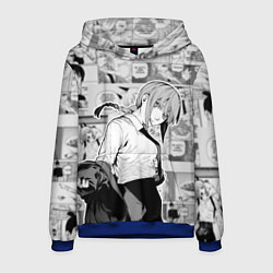 Толстовка-худи мужская Страницы манги - Макима - Человек бензопила, цвет: 3D-синий