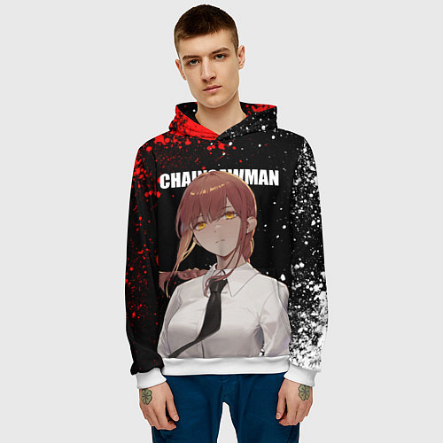 Мужская толстовка Макима человек бензопила - Манга / 3D-Белый – фото 3