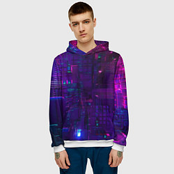 Толстовка-худи мужская Матричная вселенная неон, цвет: 3D-белый — фото 2