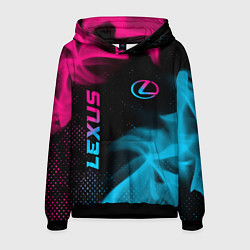 Толстовка-худи мужская Lexus - neon gradient: надпись, символ, цвет: 3D-черный