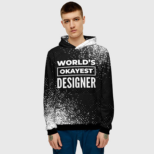 Мужская толстовка Worlds okayest designer - dark / 3D-Черный – фото 3
